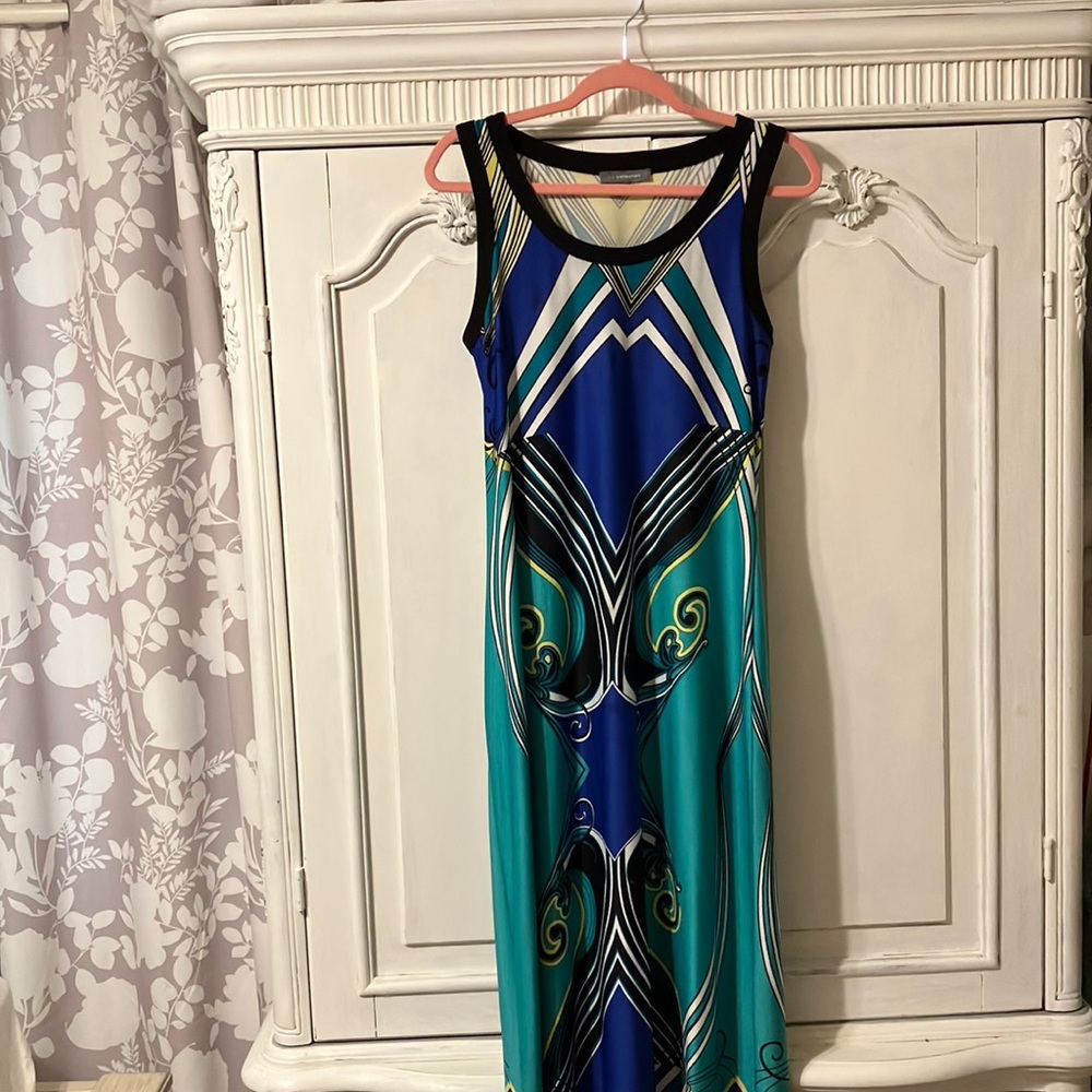 Maxi blue green summer dress Med NY Collection